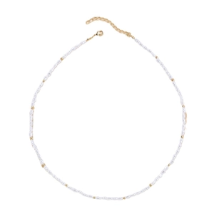 Baroque pearl necklace with gold metal beads and adjustable lobster clasp closure