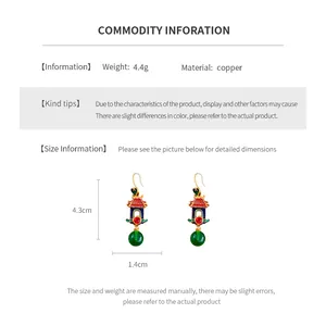 Detailed size chart for retro Chinese style tassel earrings in copper and enamel