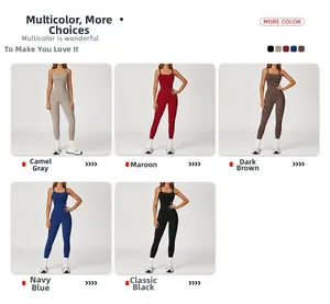Détail des combinaisons de yoga avec dos croisé en plusieurs couleurs pour le fitness