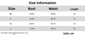 Detailed size chart for sexy V-neck solid crop top with bust and waist measurements