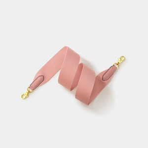Pink wide woven fabric shoulder strap with golden metal hooks for crossbody bags