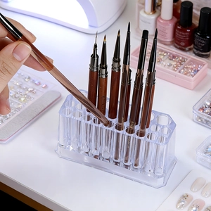 26-hole clear acrylic nail brush holder and desk organizer for manicure tools