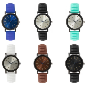 Minimalist women's quartz watch collection with 3D geometric silicone straps in six colors