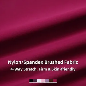 Burgundy brushed yoga set in premium four-way stretch fabric with close-up texture