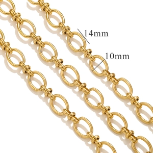 14mm Goldene Edelstahl Gliederkette Hip-Hop Halskette mit detaillierten Größenangaben