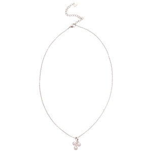 Elegant geometric round zircon pearl necklace with S925 silver clover shaped pendant design