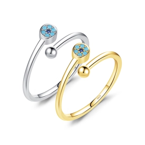 S925 sterling silver open ring set with evil eye turquoise stones in gold and silver finish