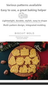 Detailed set of Christmas cookie cutters including Santa Claus, reindeer, and tree shapes