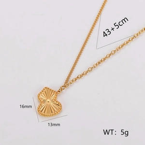 Golden gourd pendant necklace with sunburst texture, 43 plus 5cm chain for women