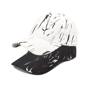 Baseball Cap Polyester Marble Graffiti Print Curved Brim Adjustable Sun Hat Streetwear For Men Women