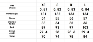 Tableau des tailles détaillé pour la robe en tulle avec mesures de la taille XS à L