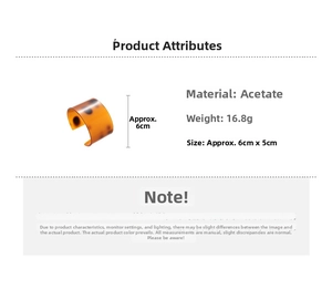Detailed view of 16.8g tortoise shell acetate wide C-shaped bangle, 6cm x 5cm size