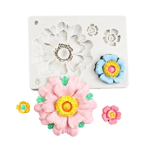 Siliconen vorm voor fondant taartdecoratie met monstera blad en rozen motieven