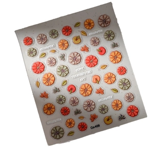 3D Halloween pumpkin and maple leaf nail art stickers with autumn holiday elements