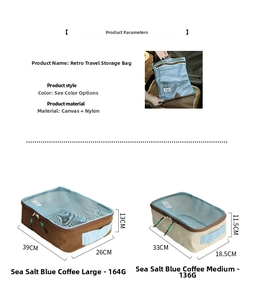 Detailed size specifications for mesh travel organizer bags in medium and large sizes