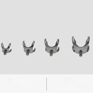 Detailed view of F136 titanium internally threaded curved claw piercing screw heads
