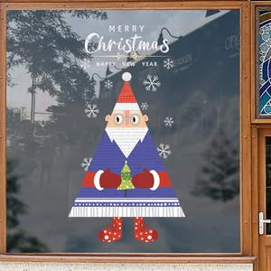 Christmas Santa Claus window stickers with snowflake design on glass for holiday decoration
