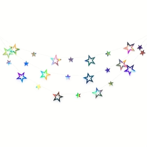 Holographic laser star garland decoration for birthday party and indoor event hanging décor