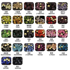 Macro view of 26 colors of faceted crystal rhinestones for luxury Apple Clutch bags