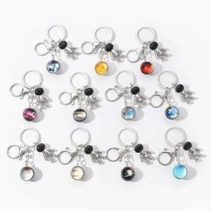 Astronaut Space Keychain Zinc Alloy Glass Planet Moon Earth Pendant Creative Bag Hanging Ornament Men Women