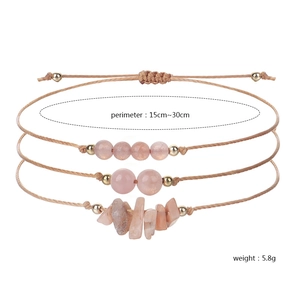 Set de pulseras tejidas a mano con piedras naturales de citrino amatista y ajustable
