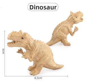 Detailed macro view of bronze Carnotaurus dinosaur toy showing realistic skin texture