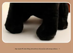 Close-up of black plush dog toy filled with high-elastic PP cotton for soft resilience