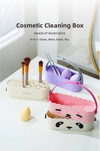 Detail showing silicone textures of the multifunctional makeup brush cleaning and drying box