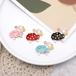 Cute Little Sheep Alloy Enamel Charms For DIY Jewelry Making Earring Bracelet Crafting Cartoon Animal Pendants
