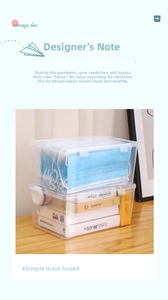 Transparent stackable storage box for face masks and medicine with a secure lid