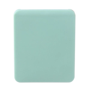Portable light green folding compact mirror with rounded rectangular minimalist design