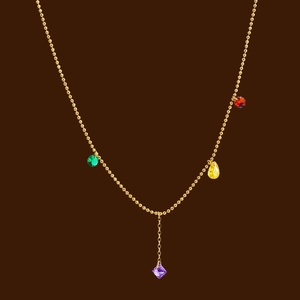 Korean Titanium Steel Colored Zirconia Tassel Necklace Bead Chain Y-Shape Minimalist Sweet Choker For Women Daily Party Jewelry