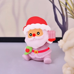 Cute pink Santa Claus silicone mold for DIY Christmas candles and cake baking decorations