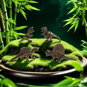 Miniature Dinosaur Figurine Alloy Metal Antique Brass Finish Retro Animal Model Desktop Ornament Home Office Decoration
