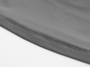 Close-up of high-elastic dark grey tube top featuring premium double-needle hem stitching
