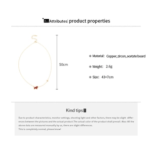 Detailed specs of the red puppy pendant necklace with zircon and acetate material