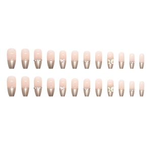 Faux ongles papillon cristal champagne Aurora avec détails de chaîne métallique française