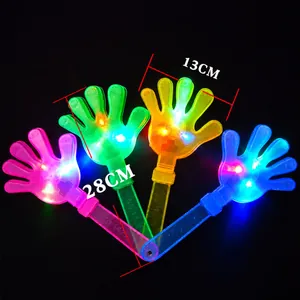 Detailansicht der 28cm LED Klapperhände in Blau, Rosa, Gelb und Grün für Partys
