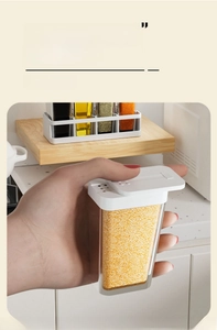 Japanese sliding lid seasoning jar with airtight seal and transparent body for kitchen