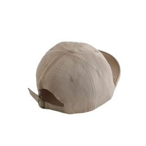 Khaki cotton baseball cap for boys featuring adjustable metal buckle and smile embroidery