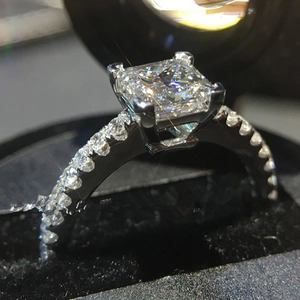 Princess Cut Zircon Square Ring Copper Micro Pave Claw Setting Elegant Engagement Jewelry For Women Minimalist Gift