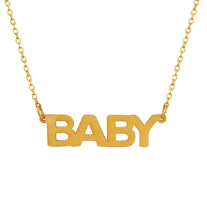 Collana minimalista in acciaio inossidabile placcato oro 18k con ciondolo BABY