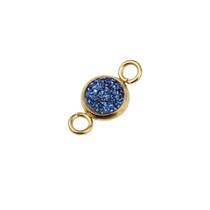 6mm gold vacuum-plated stainless steel star pendant connector with deep blue crystal druzy