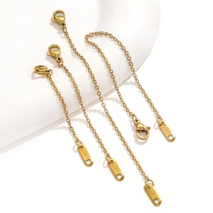 Polished gold stainless steel extender chains with lobster clasps for DIY jewelry making