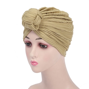 Women Vintage Knitted Turban Hat Hemp Cotton Warm Solid Color Braided Bohemian Donut Knot Headscarf For Autumn Winter Daily Wear