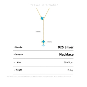 Detailed dimension guide for the 925 sterling silver cross pendant and tassel chain