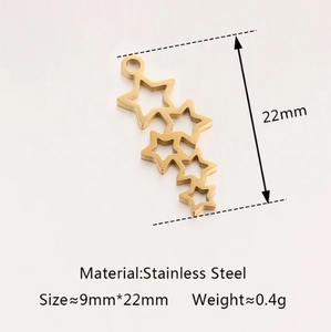 Makrodetail des Edelstahl-Sternanhängers mit Gewichtsangabe 0,4g und 22mm Größe