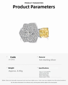 Macro view showing 925 sterling silver ring dimensions and yellow zircon stone weight