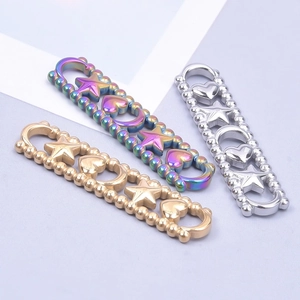 Stainless steel heart and star jewelry connectors in gold, silver, and rainbow finish
