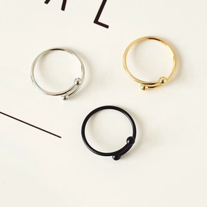 Minimalist Adjustable Ring Stainless Steel Double Bead Geometric Open Finger Jewelry For Women